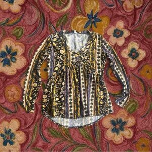 Star Vixen Y2K Floral Boho Babydoll Blouse